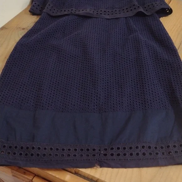 J Crew Navy Eyelet Sleeveless Dress Size 6 - Picture 7 of 10